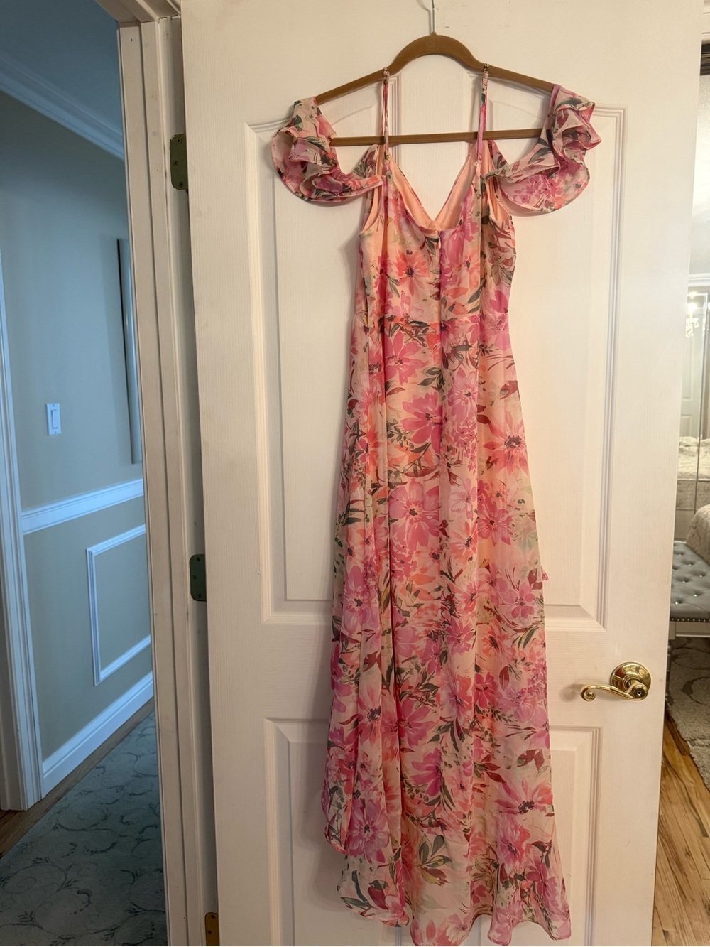 Pink Floral High-Low Ruffle Maxi Dress - Picture 7 of 10